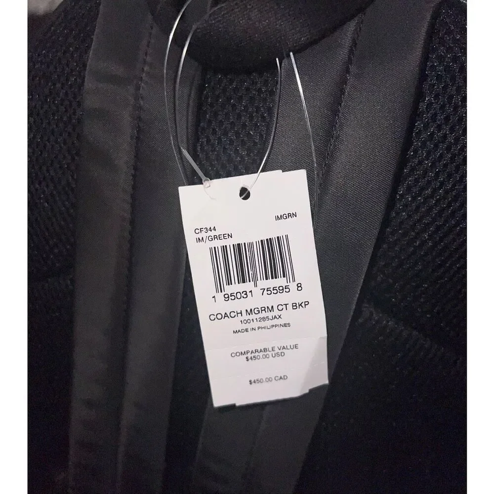 🆕NWT! Coach Monogram Court Backpack Green Msrp:$450.00